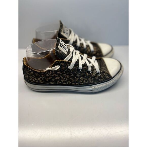 Converse Star Juniors Kids Sz 3 Low Shimmer Leopard Cheetah Animal Print 640469F - Picture 3 of 10